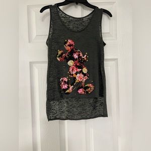 Disney Floral Mickey Mouse Tank Top - Grey